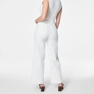 SPANXshape™ EveryWear Cropped Wide Leg Jeans with Patch Pockets, White, Size M